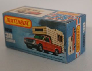 1970s Matchbox Red/White Camper Number 38 MIB AA22 6