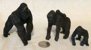 Schleich Gorilla Family Male Female,  Baby & Juvenile 2011 Retired Animal Figures