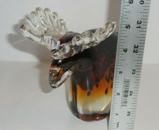 Hand Crafted Amber Glass Moose Figurine Art Glass 2