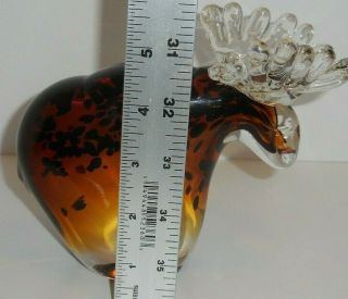 Hand Crafted Amber Glass Moose Figurine Art Glass 3