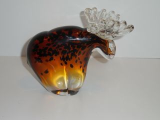 Hand Crafted Amber Glass Moose Figurine Art Glass 4