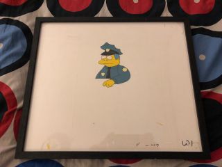 Framed The Simpsons Animation Cel - Chief Wiggum - Hand Painted - Rare