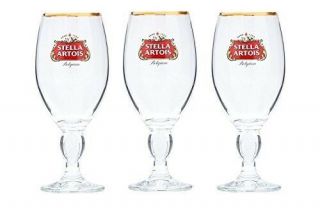 New: Stella Artois Chalice 40cl Belgium Beer Glass Pint - Glassware (set Of 3)