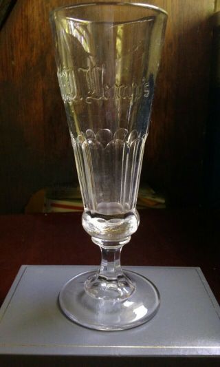 Old Antique Victorian Pilsner Beer Bar Glass Embossed Wj Kemp 