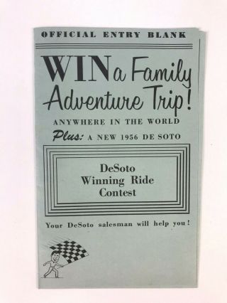 1956 Desoto Contest Pamphlet,  Complete A Limerick Win A 