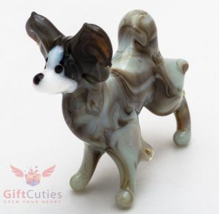 Art Blown Glass Figurine Of The Papillon Dog