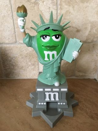 M&m Dispenser Statue Of Liberty Green 11 " M&ms Candy Dispenser Collectib