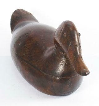 Wood Carved Duck Vintage Decoy? - Glass Eyes - Detail - Stained & Varnished