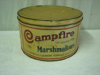 Large Vintage 5 Lb Campfire Marshmallow Metal Tin