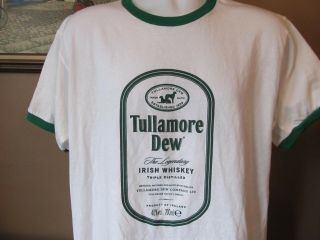 Tullamore Dew Irish Whiskey White/green Short Sleeve T - Shirt Adult Size Large