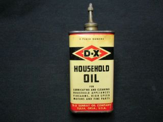 Vintage Tin/d - X Household Oil/d - X Sunray Oil Company/4 Oz.  Empty/metal Spout