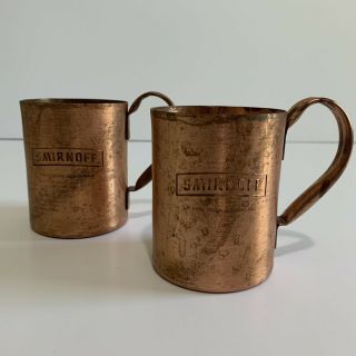 Smirnoff Vintage Style Aged Copper Moscow Mule Mugs (pair - Set Of 2) Patina