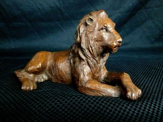 Vintage Hand Carved Heavy Male Lion Mane Desk Table Top Shelf