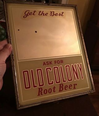 Rare Vintage Old Colony Root Beer Mirror Advertisment 1960 Laporte Indiana