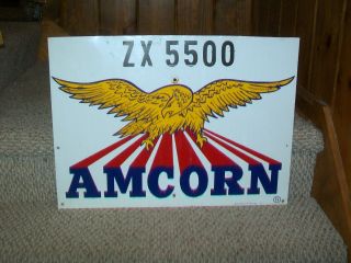 Vintage Amcorn Hybrids Seed Corn Farm Field Advertising Sign - Sunfield Michigan