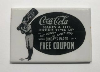 Vintage Coca Cola Mirror Baseball Themed 1940s Promotional Give Away