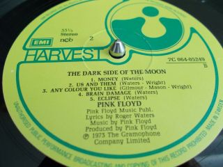 Pink Floyd,  Dark Side Of The Moon,  064 - 05249,  Rare Sweden Made Issue,  Vinyl Lp Album