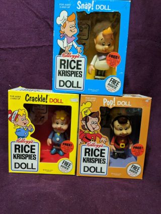 Vintage 1984 Kelloggs Rice Krispies Snap,  Crackle,  Pop Talbot Toys Dolls