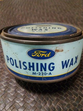 Vintage Ford Polishing Wax Can Automobile Advertising V8 Antique M - 220 - A Usa