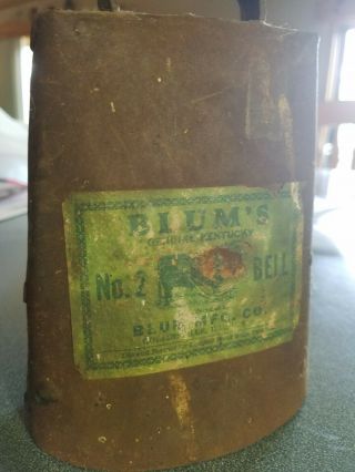 Blum’s Kentucky No.  2 Vintage Cowbell Label " Blum Mfg Co.  "