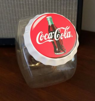 Rare Coke - Coca Cola Canister Cookie Jar Glass Fish Bowl W/ Ceramic Cap Lid