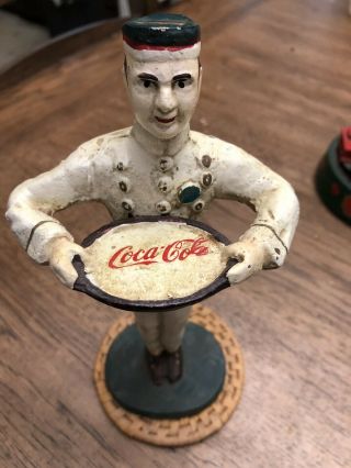 Vintage Coca - Cola Cast Iron Waiter Bellhop Doorstop 8.  5 "
