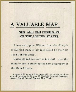 1900 F York Central Railroad A Valuable Map And Old Possessions Ad