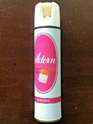 Rare Vintage 1969 Adorn Hair Spray Pink Canister Retro Hairspray Gillette