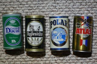 Four Steel Cans - South And Central America - Atlas,  Polar,  Etc.