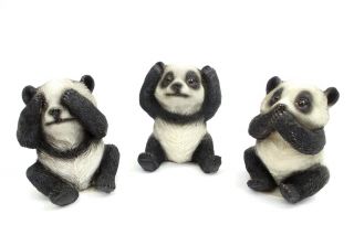 Panda Bears See No Evil Hear No Evil Speak No Evil Figurine Set Of 3 Bear Statue