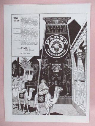Pabst Malt Extract Print Ad - 1895 History Of Brewing Begins In Egypt