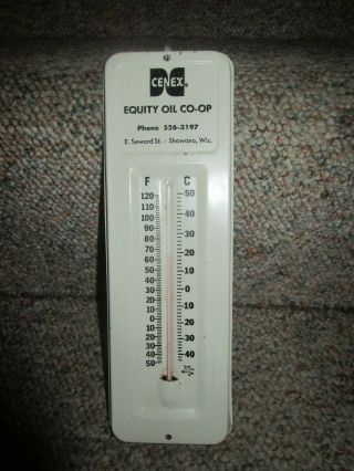 Vintage Metal Cenex Thermometer Shawano Wisconsin