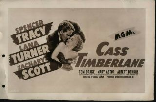 Cass Timberlane Vintage Movie Advertisement - Spencer Tracy - Lana Turner