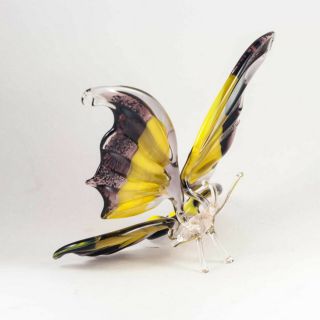 Glass Butterfly Figurine Hand Blown Murano Style Glass Ornament 191 3
