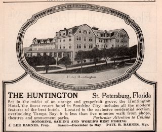1923 Ad Florida Hotel The Huntington St Petersburg Auto Street View
