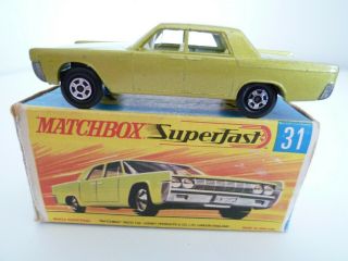 Vintage Matchbox Superfast No.  31e Lincoln Continental Box Nw 1970 Vgc