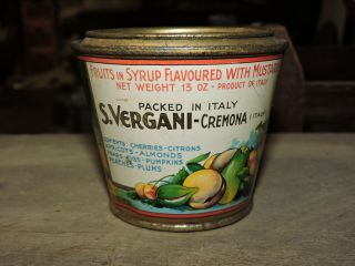 Vintage S.  Vergani Cremona,  Buster Brown? Canned Fruit Tin,  Kitchen Adv. ,  (vbc)