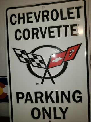 Hangtime Chevrolet Corvette Parking Only Tin Sign