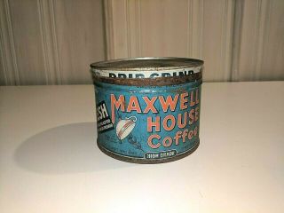 Vintage 1 Lb Maxwell House Coffee Tin,  W/original Lid Advertising
