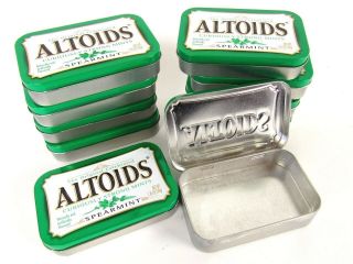 Altoids Spearmint Empty Metal Tin Box Set Of 10 Cans Storage Crafts Fishing