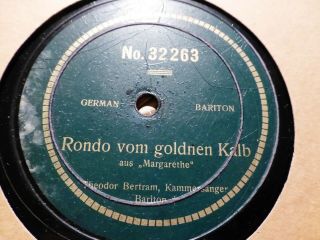 1906 Janus Record Theodor Bertram Baritone Faust Le Veau D Or/ Pagliacci Prologo