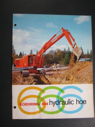 Koehring 666 Hydraulic Hoe Excavator 9 Page Brochure & Confidential Data
