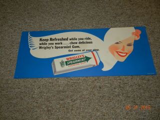 Vintage Wrigley’s Spearmint Chewing Gum Cardboard Advertising Sign 28 " X 11 "
