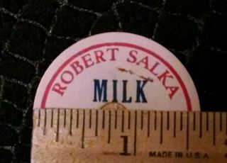 ROBERT SALKA Milk Dairy Cap MERIDEN,  CONN.  CT.  Thick Cardboard size 1 