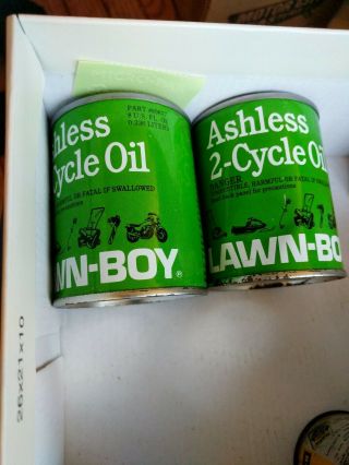 (2) Vintage Lawn Boy 2 Cycle Oil Full Can Ashless 8 Fl Oz Old Stock