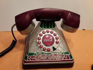 Coca - Cola Stained Glass Look Tiffany Style Push Button Phone