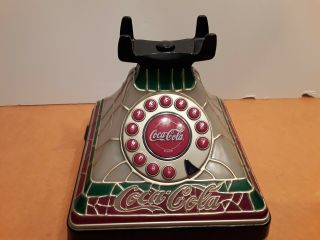 Coca - Cola Stained Glass Look Tiffany Style Push Button Phone 2