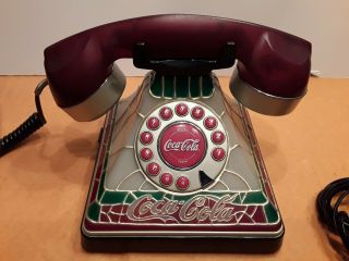 Coca - Cola Stained Glass Look Tiffany Style Push Button Phone 5