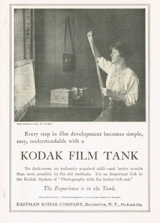 1910s Vintage Kodak Camera Company Lady Developing Film Photo Print Ad