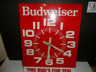 Vintage Budweiser Beer Sign Clock Metal
